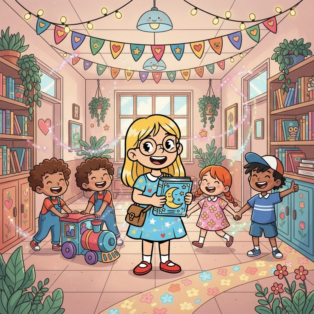Ensemble, Sélène, Florine, Naël, et même Adriano, ont joué joyeusement. La magie de Sélène et l'amour de sa famille ont transformé l'école en un lieu de joie et d'amitié, prouvant que la gentillesse est la plus grande des magies.