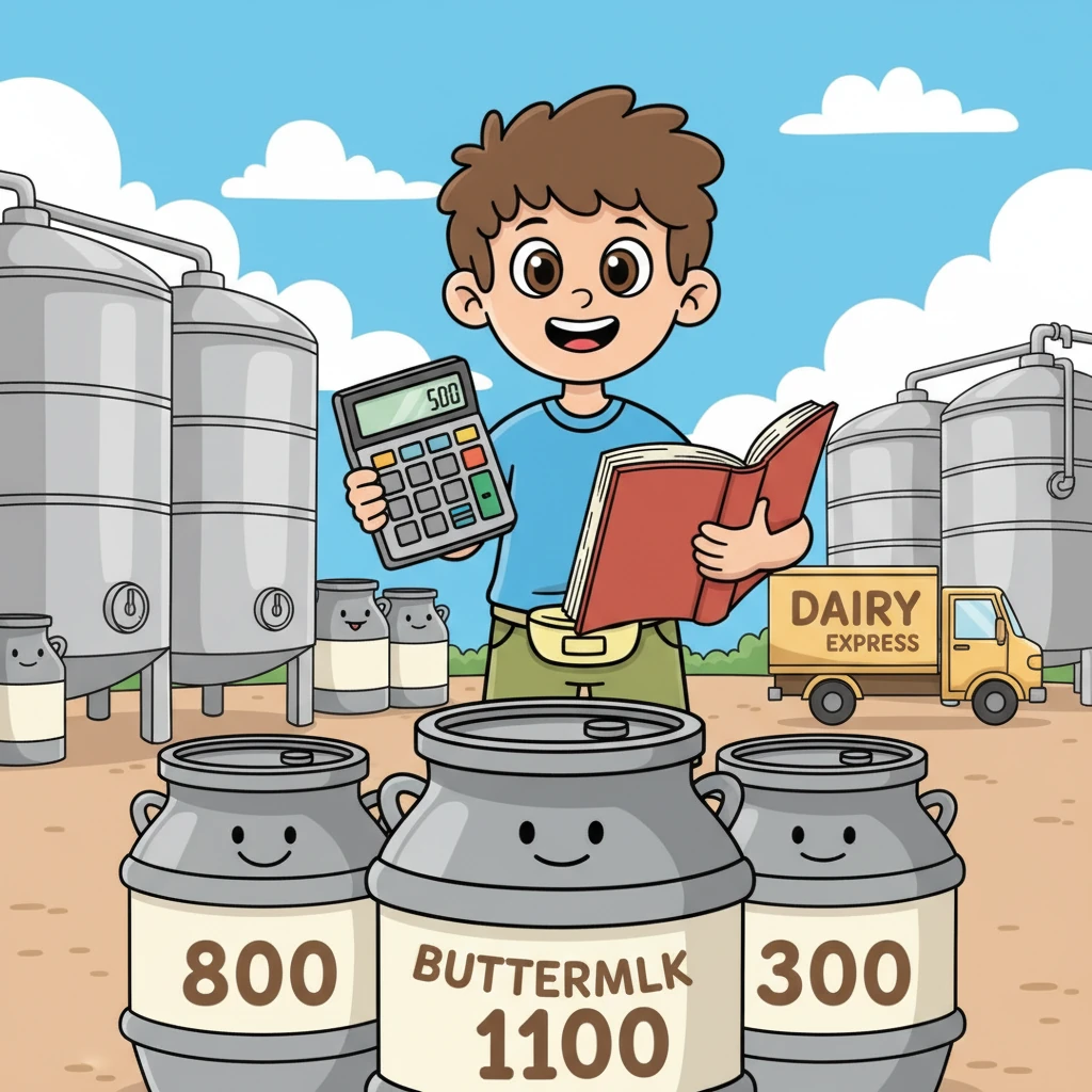 Nyní přišla řada na podmáslí. "800 litrů z dodávky a 300 litrů ze včerejška," povzbudil se Matěj. Rychle přidal čísla a s úsměvem si zapsal: celkem 1100 litrů lahodného podmáslí.