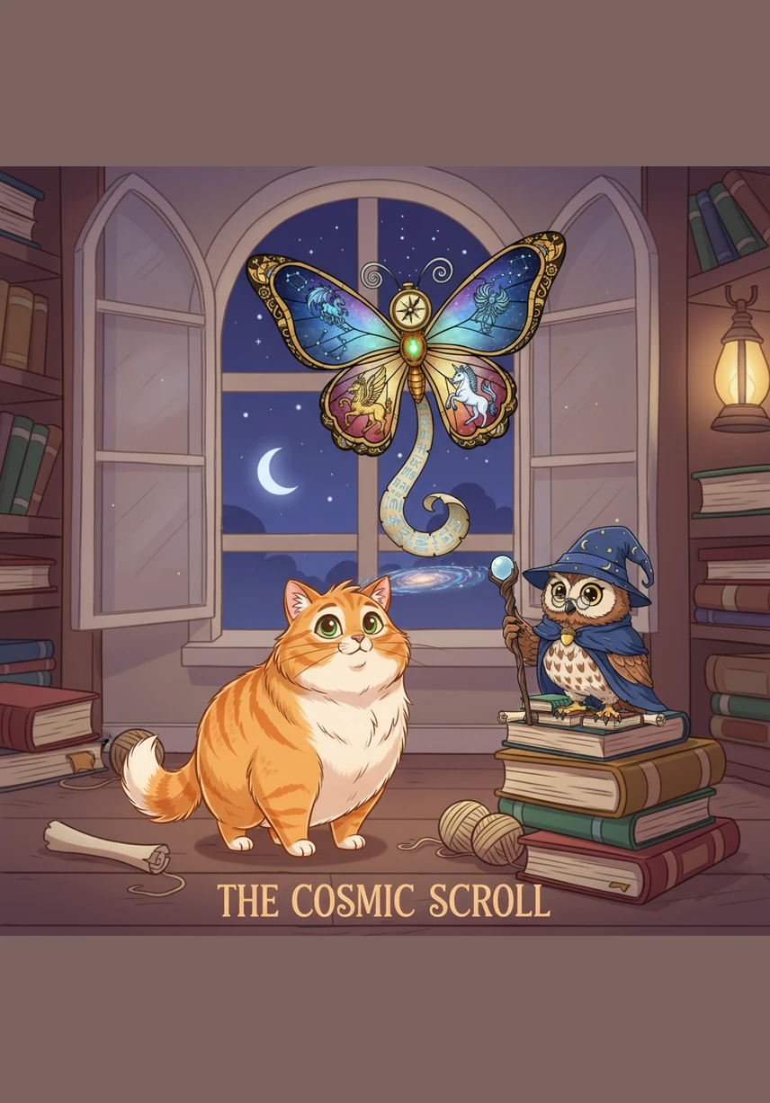 One evening, a peculiar butterfly with shimmering, iridescent wings fluttered past Barnaby’s nose. Its glow was so bright that it looked like a tiny fallen star dancing in the twilight air.