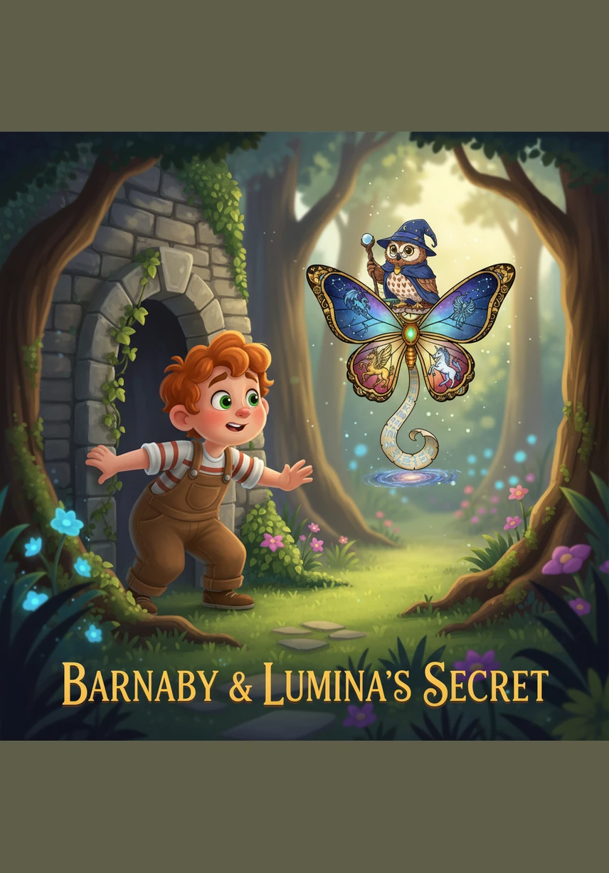 Barnaby couldn't resist the urge to follow the magical creature as it zipped toward the edge of the garden. He squeezed through a small, forgotten gap in the old wooden fence and found himself in a world he had never seen before.