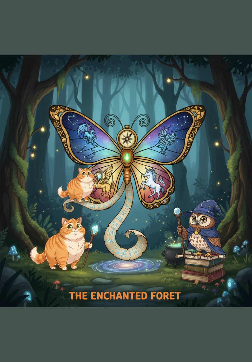 He stepped into the Whispering Woods, where the leaves on the trees were made of silver and hummed a soft, musical tune. The grass beneath his paws felt like soft velvet, and the air smelled of honey and pine.