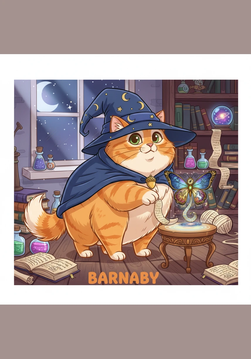 Barnaby hurried back through the garden gate, his fur dusted with a bit of forest magic and silver pollen. The cottage felt warmer and cozier than ever as he slipped back through the open window.