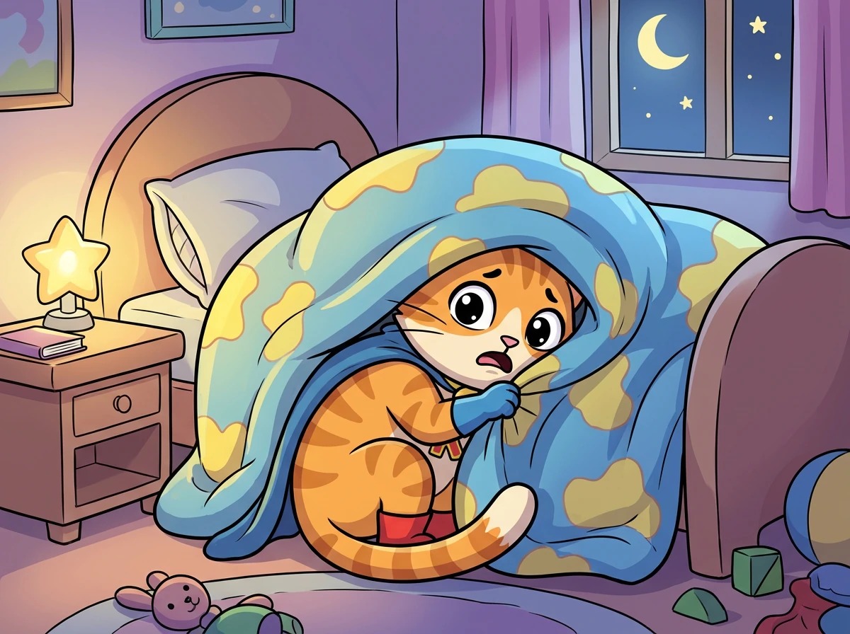 Kiko adalah kucing kecil yang sangat lucu, tetapi ia sangat takut pada kegelapan. Setiap malam, saat lampu dimatikan, Kiko akan bersembunyi di bawah selimut.