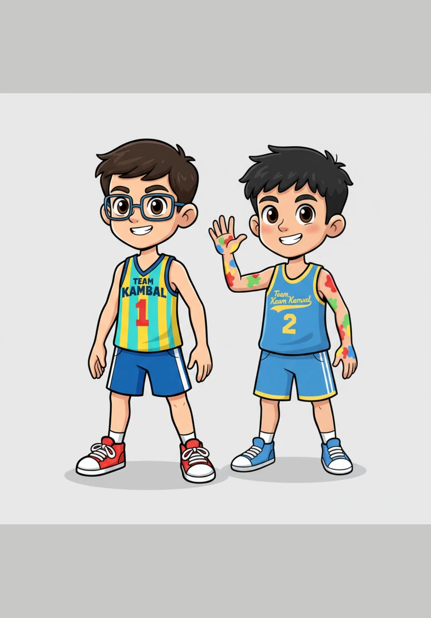 Jojo and Jayjay are identical twins who look exactly the same, but their interests are worlds apart. Jojo is always seen with a calculator and math flashcards, while Jayjay’s hands are often covered in colorful paint from his latest artistic creations.