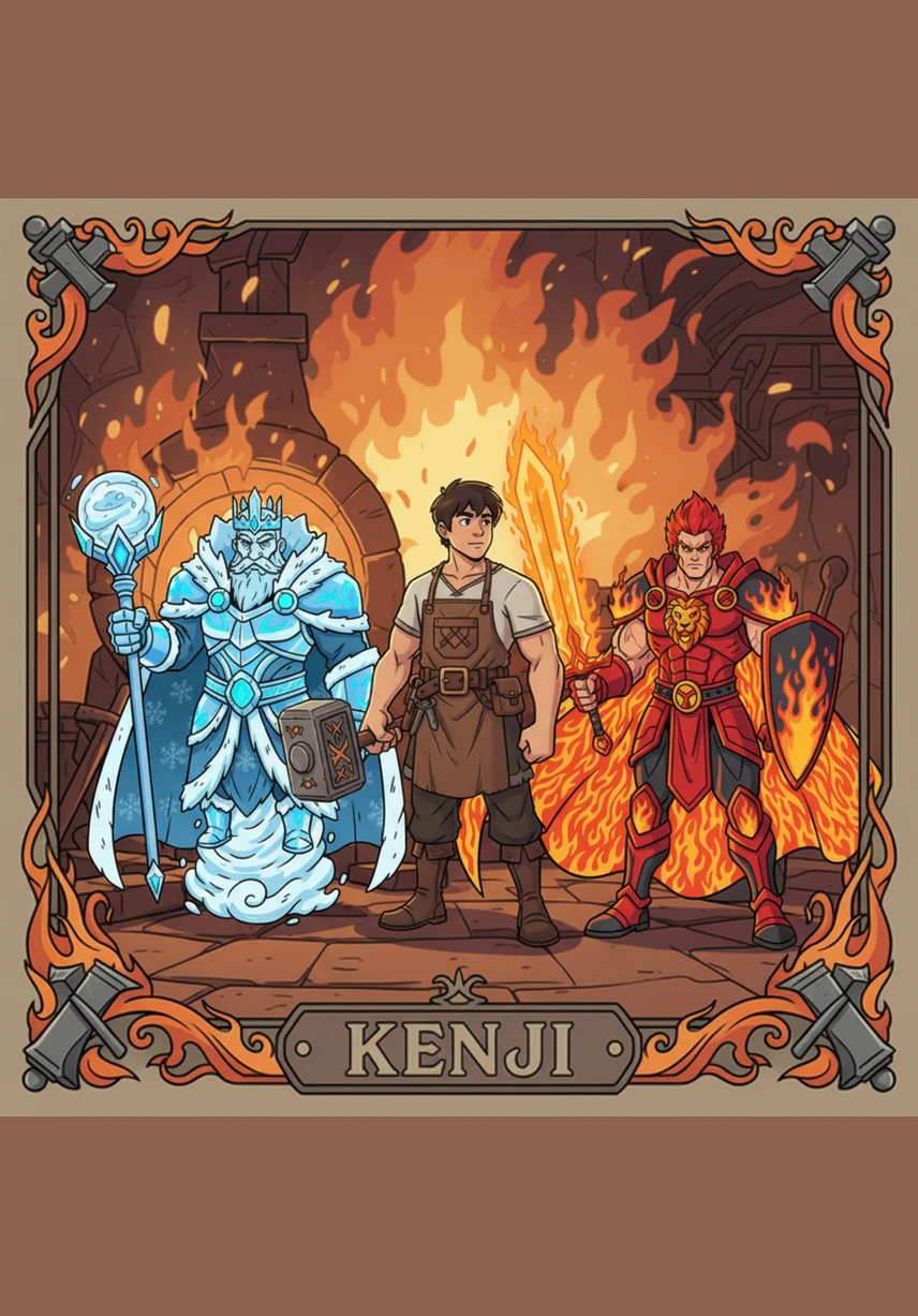 As he touched the crystal, the spirit of the Solar Dragon erupted in a swirl of golden embers and ancient whispers. It spoke of a forgotten era when fire protected the land and chose Kenji to be its new vessel of justice.