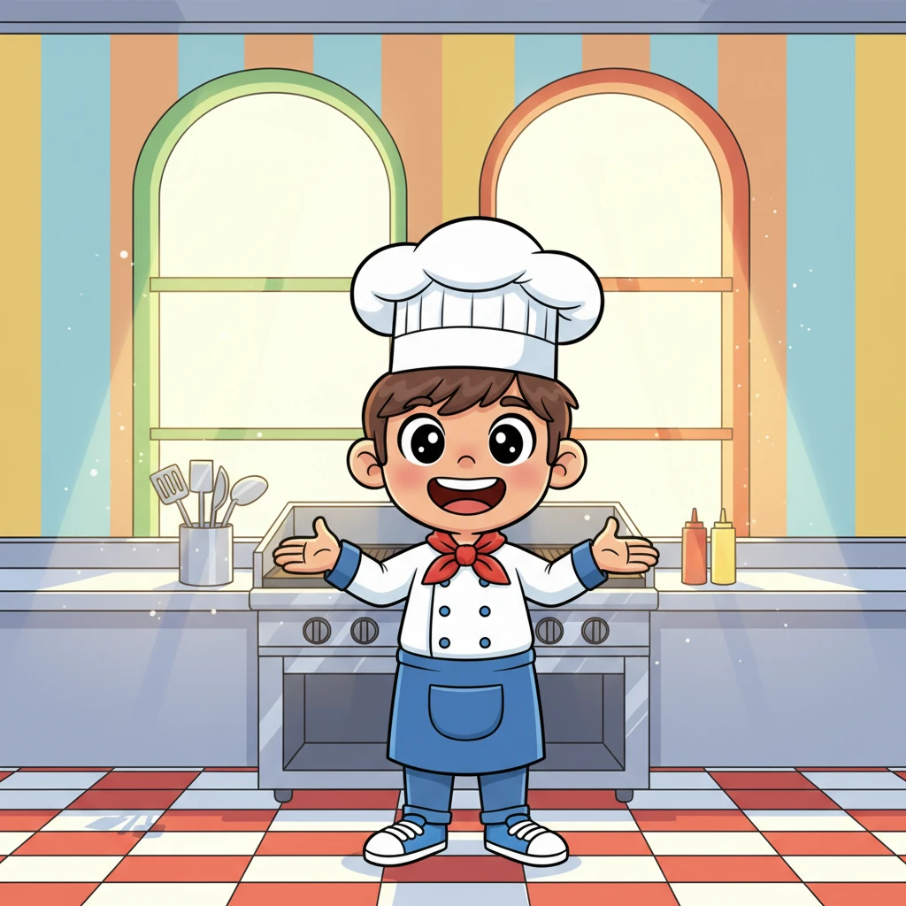 Inside his brand-new, empty burger joint, Chef Chuckle gazes at a pristine, shiny grill and a stack of gleaming spatulas. Sunlight streams through the big windows, illuminating the colorful, inviting decor. He can almost smell the sizzling patties and hear the happy chatter of future customers.