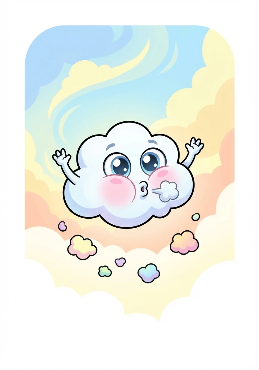 Suddenly, Pip had an idea! He wiggled his cloud body and puffed out his cheeks.