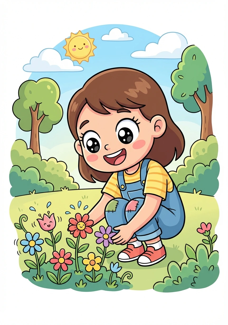 The girl smiled as she watched the flowers perk up. She felt a little better too.
