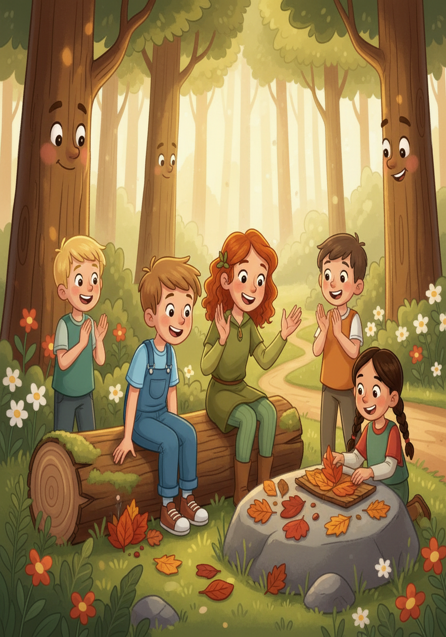 As the day went on, Oliver discovered he loved learning about the forest. He listened intently during story time, giggled at the silly games, and carefully crafted a beautiful leaf collage with Hazel and her friends. He began to feel more confident.