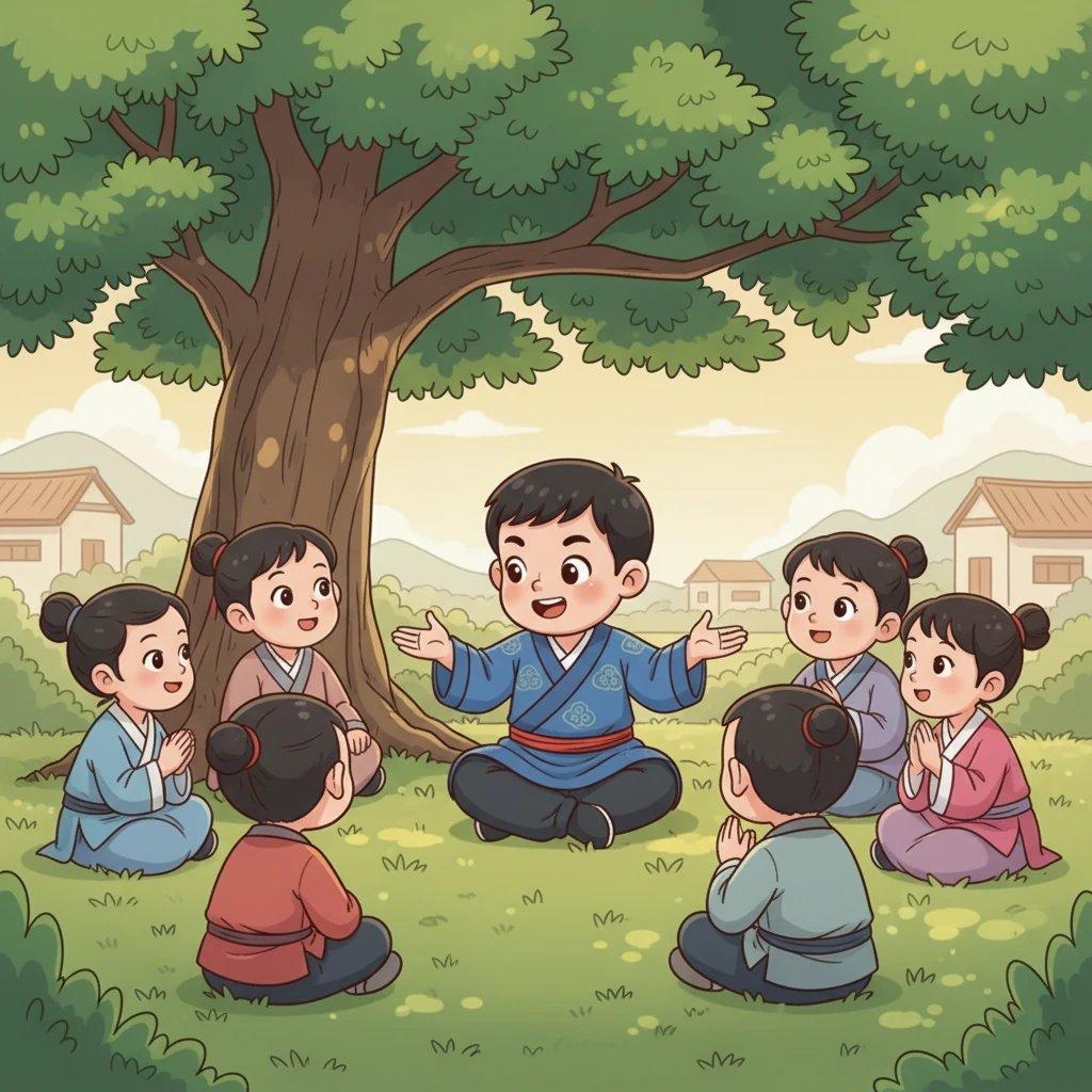 几年后，小明长大了，他不仅自己从《论语》中受益匪浅，还常常把这些智慧的小故事讲给更小的弟弟妹妹们听。他希望这些智慧的种子，也能在更多人的心中生根发芽，代代相传。