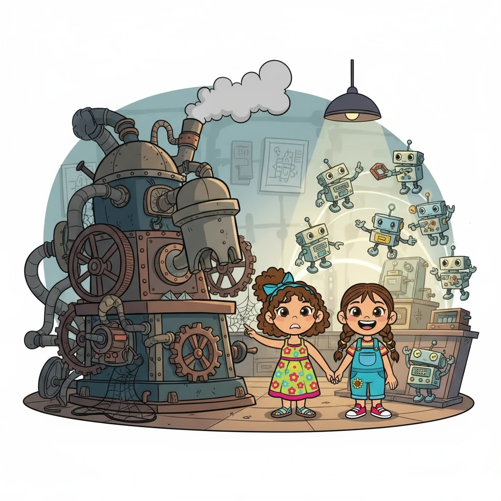 El dilema del escalado se manifiesta. Valeria y Lorena ilustran la diferencia entre una máquina grande y varias pequeñas trabajando en conjunto. La imagen captura la complejidad y la necesidad de soluciones innovadoras.