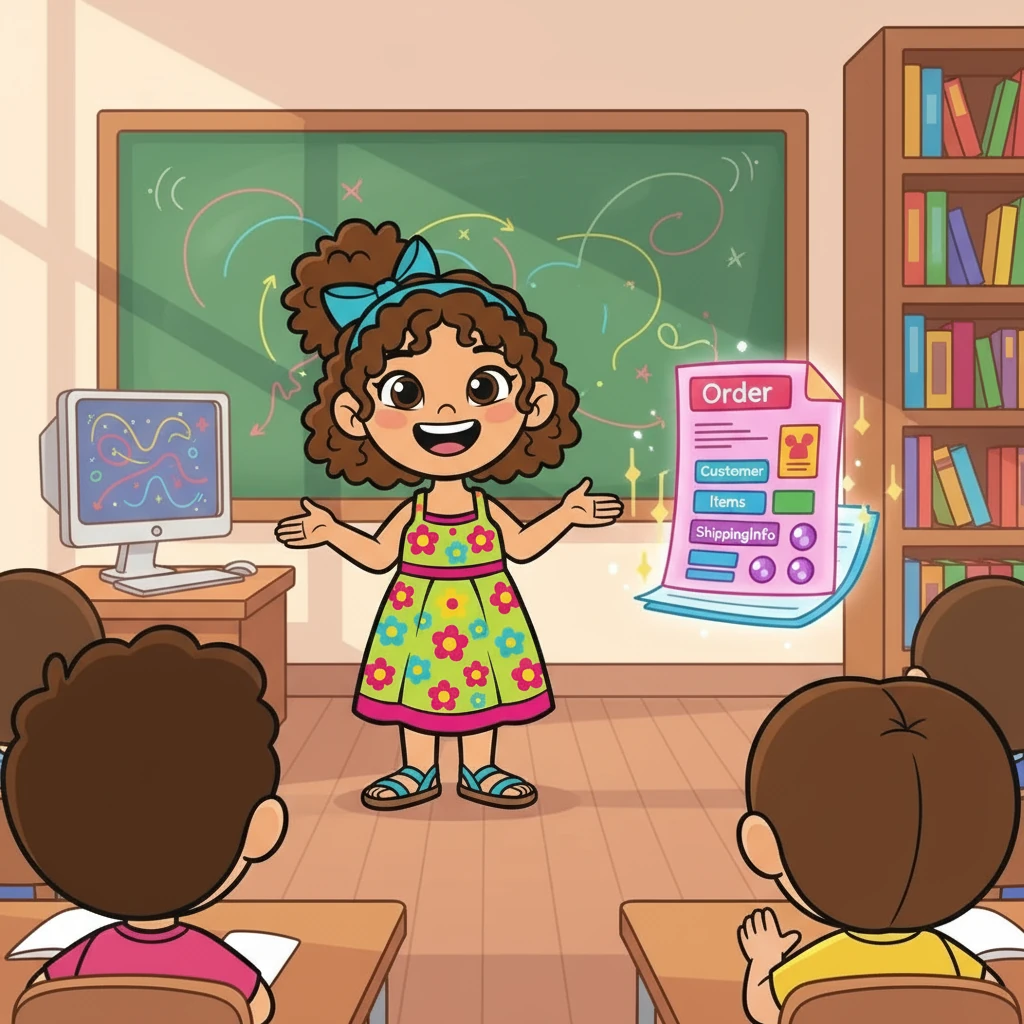 Valeria introduce el concepto central del agregado. Explica que el agregado es la unidad básica de manipulación en NoSQL. Un documento JSON con datos anidados representa visualmente este importante concepto.