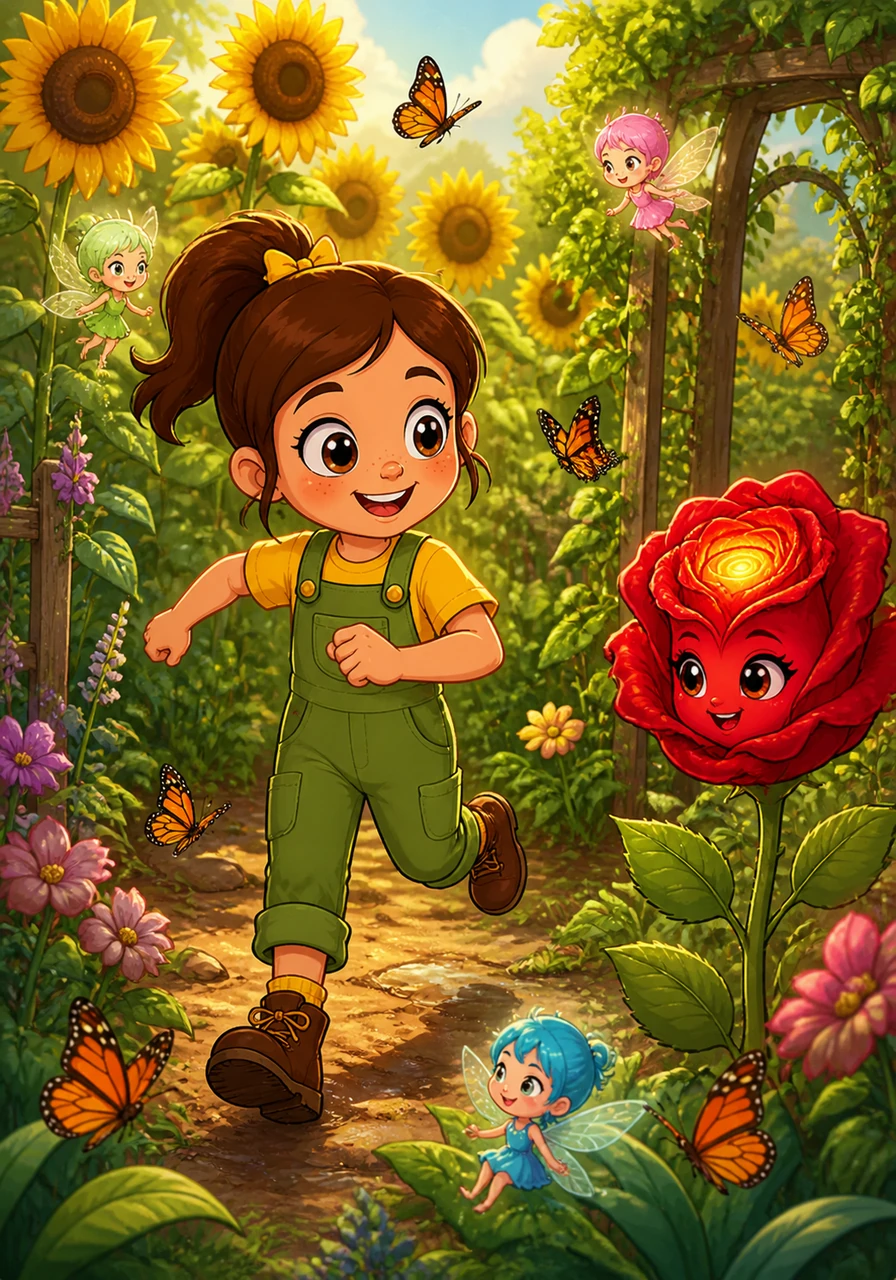 Lily skipped through her grandmother’s garden, where the sunflowers stood like tall soldiers and the air smelled of damp earth and honey. She loved exploring the tangled corners where the weeds grew thick and the butterflies danced in rhythmic circles.