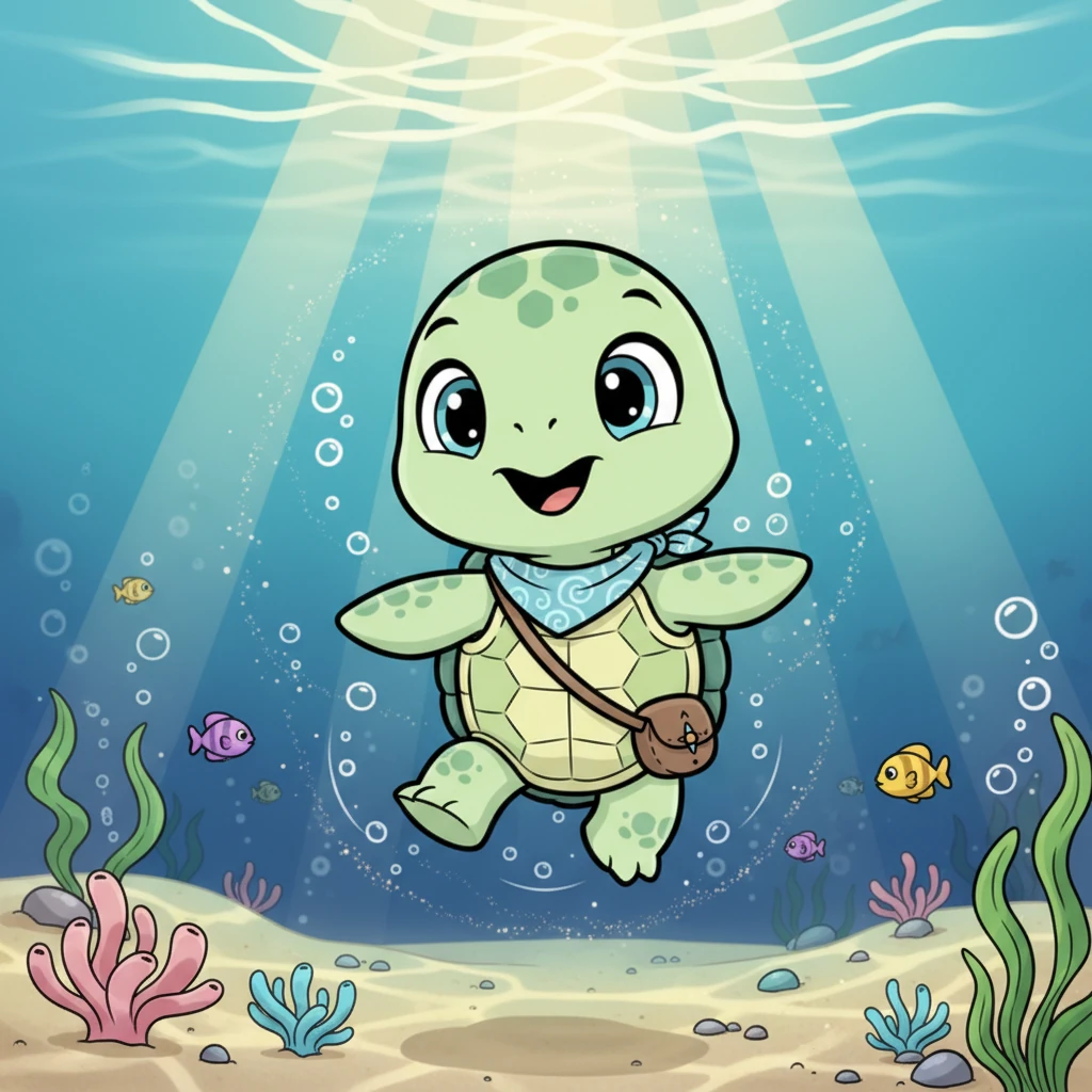The moment Pip entered the ocean, a magical world opened up. Sunlight danced through the water, creating shimmering patterns on the sandy bottom, and the gentle current felt like a soft hug.