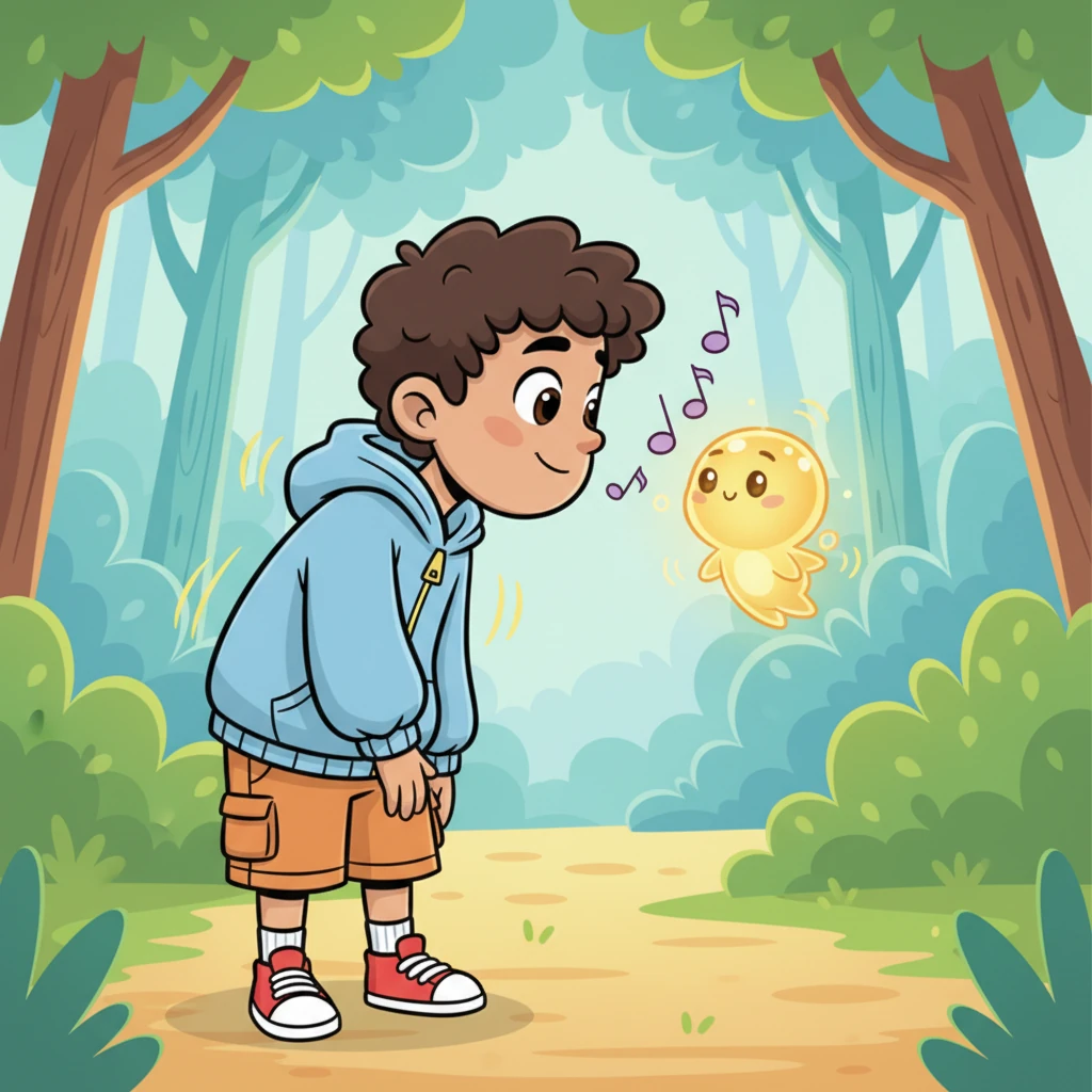 Gus leaned in closer, his big, friendly face radiating warmth. Whisp felt a tiny vibration of comfort as Gus let out a soft, reassuring hum, like a gentle melody.
