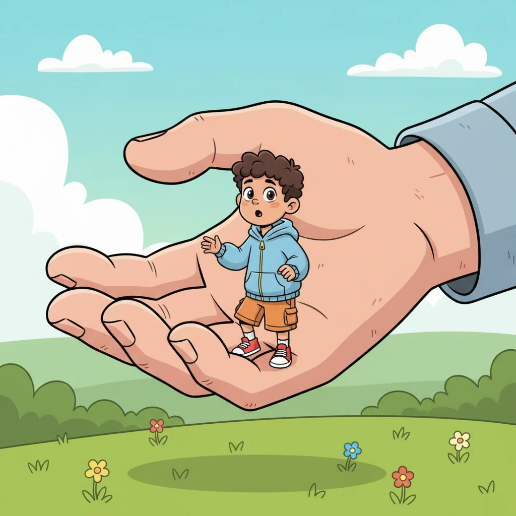 With a careful, tender movement, Gus's large hand gently scooped under Whisp, lifting him effortlessly from the ground. Whisp was surprised but felt no fear.