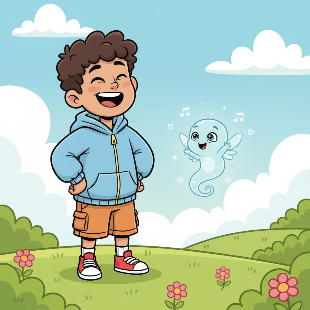 Gus chuckled, his deep laugh rumbling like a friendly thunder, as he watched Whisp's joyful antics. Their hearts were connected in a moment of pure, playful delight.