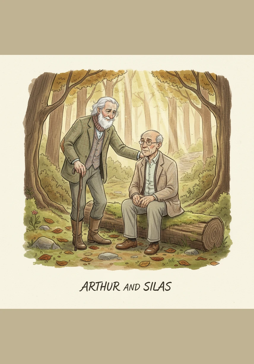 From the radiant light emerged a tiny, glowing spirit of the forest, a creature made of stardust and ancient dreams. It wasn't a child of flesh, but a living manifestation of the love and memories the two friends had shared for decades.