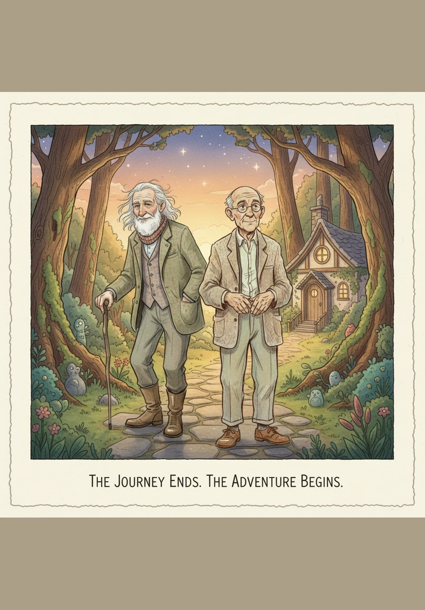 Now, Arthur and Silas are never alone, as the spirit tends to their garden and fills their halls with celestial laughter. They sit together in the twilight, marveling at the miracle that chose two old friends to be its guardians.