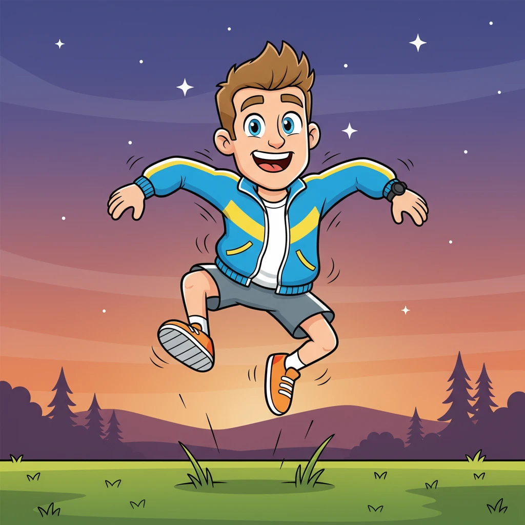 As the light faded, Max tried to walk, but his steps were incredibly bouncy. He looked down to see his usually firm muscles now delightfully squishy and elastic, like a giant, happy rubber ball! With each joyful bounce, he giggled, realizing he could spring higher than ever before.