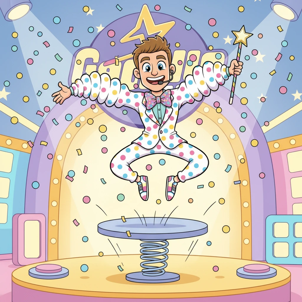 Max, now a beloved game show legend, embraced his whimsical self completely. He became a symbol of playful self-acceptance, encouraging everyone to find the joy in their own unique transformations and quirky passions. Life was an amazing, bouncy, stretchy, polka-dotted adventure!