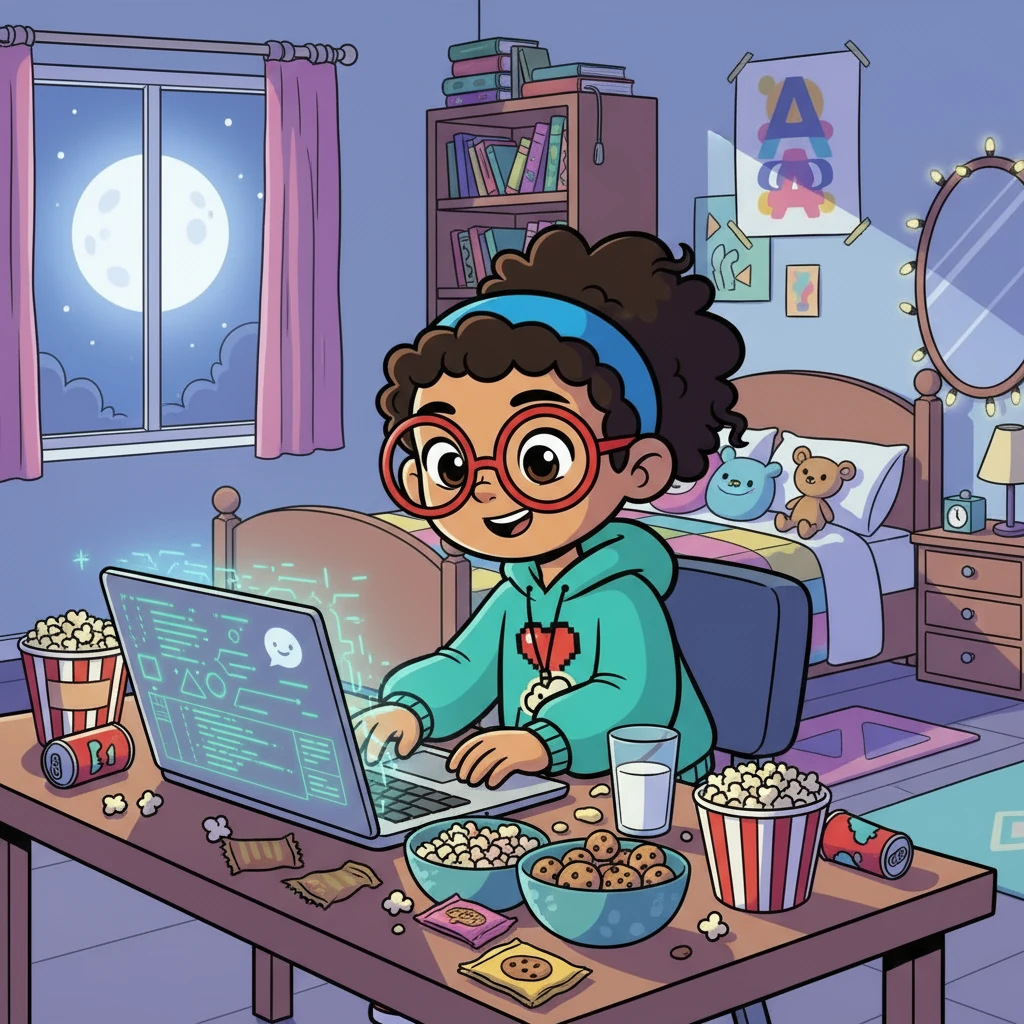Maya, a bright-eyed teenager with a passion for coding, hunched over her laptop in her brightly lit bedroom. Lines of code filled her screen as she worked tirelessly, fueled by late-night snacks and the thrill of creation. She was building a chatbot, a virtual assistant designed to understand and respond to human emotions.