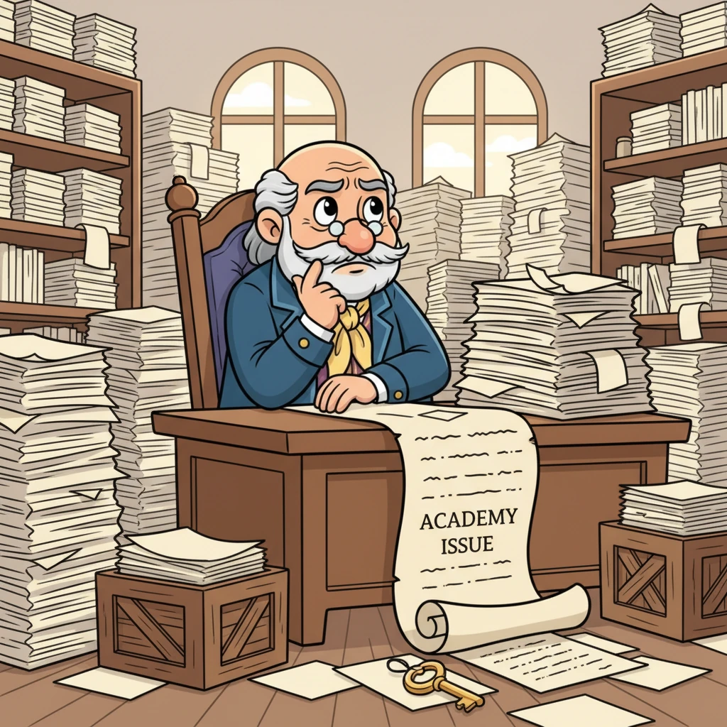 Sa isang malaking silid na puno ng matataas na tumpok ng mga papel, si Don Custodio ay nakaupo sa kanyang upuan, nakakunot ang noo. Ang usapin ukol sa akademya ng salitang Kastila ay nakalatag sa kanyang mesa, isang malaking hamon na kailangan niyang lutasin. Napabuntong-hininga siya, alam niyang nasa kanyang mga kamay ang mahalagang pasya.