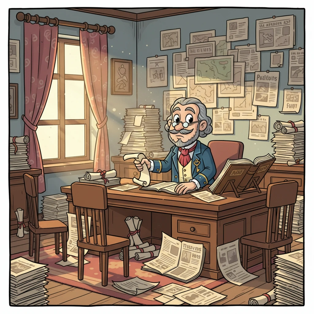 Kahit hindi siya gaanong nagbabasa ng mga libro o nagkukonsulta sa mga eksperto, tinitiyak ni Don Custodio na magmukhang abala. Nagpapatawag siya ng mga miting at nagtatanong ng mga bagay na alam na niya ang sagot. Ang kanyang silid ay puno ng mga ginupit na balita at mga lumang dokumento, na tila ba pinag-aaralan niya ang lahat.