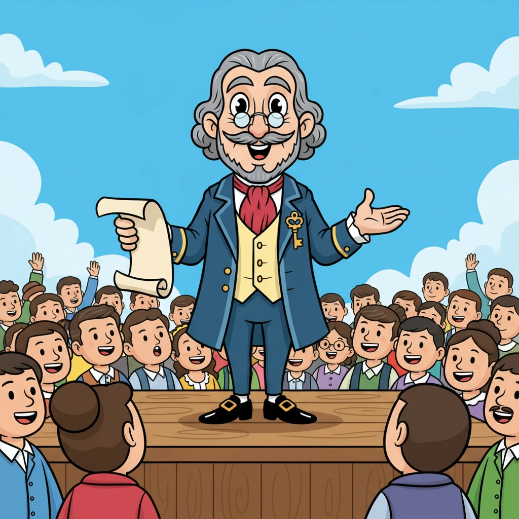 Handa na si Don Custodio na ipaalam ang kanyang desisyon sa lahat ng tao. Nakatayo siya sa isang entablado, may hawak na roll ng papel na tila ba isang mahalagang proklamasyon. Naghihintay ang mga tao, sabik na marinig ang pasya ng sikat na si 'Buena Tinta'.