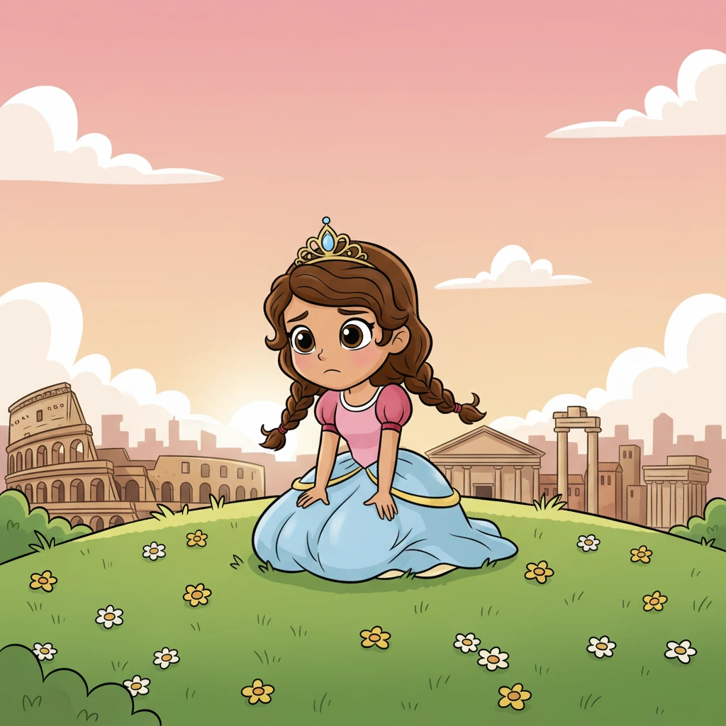 Miles away, Bianca awoke on a soft hill overlooking the ancient city of Rome. Her heart ached for her sister. She sat up quickly, her determination shining through her sadness, and whispered to the morning air, "I will find you, Sofia, no matter what!"