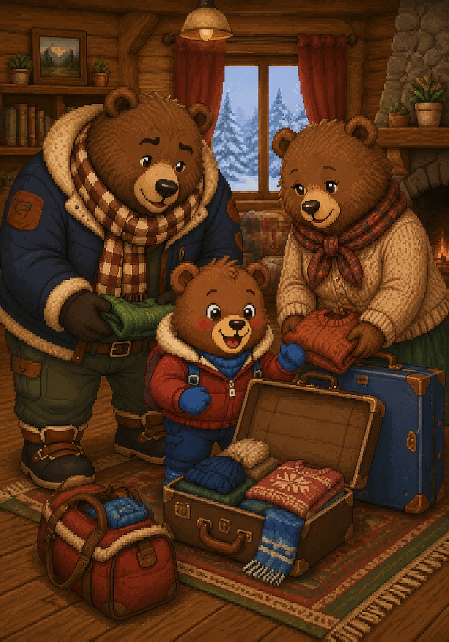 Barnaby de Beer en zijn familie pakken hun koffers in hun gezellige boshuisje. Ze zijn klaar voor een groot avontuur naar de witte bergen van Oostenrijk. Barnaby kan niet wachten om voor het eerst echte sneeuw te zien.