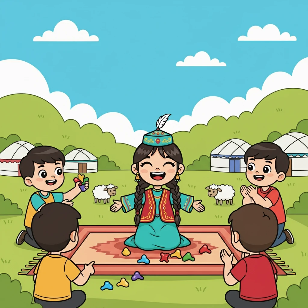 Балалар Ұлжанның сәлеміне қуанып, оған жауап қайтарды. Олар Ұлжанды өздерінің ойынына шақырды. Ұлжан асық ойнауды үйреніп, көңілді болды.