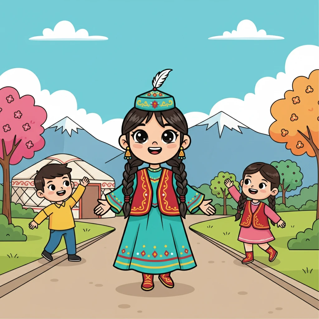 Келесі күні Ұлжан достарымен кездесуге дайындалды. Ол ұлттық киімін киіп, күлімсіреп, жаңа күніне қадам басты. Достық пен қуанышқа толы күндер әлі алда еді.