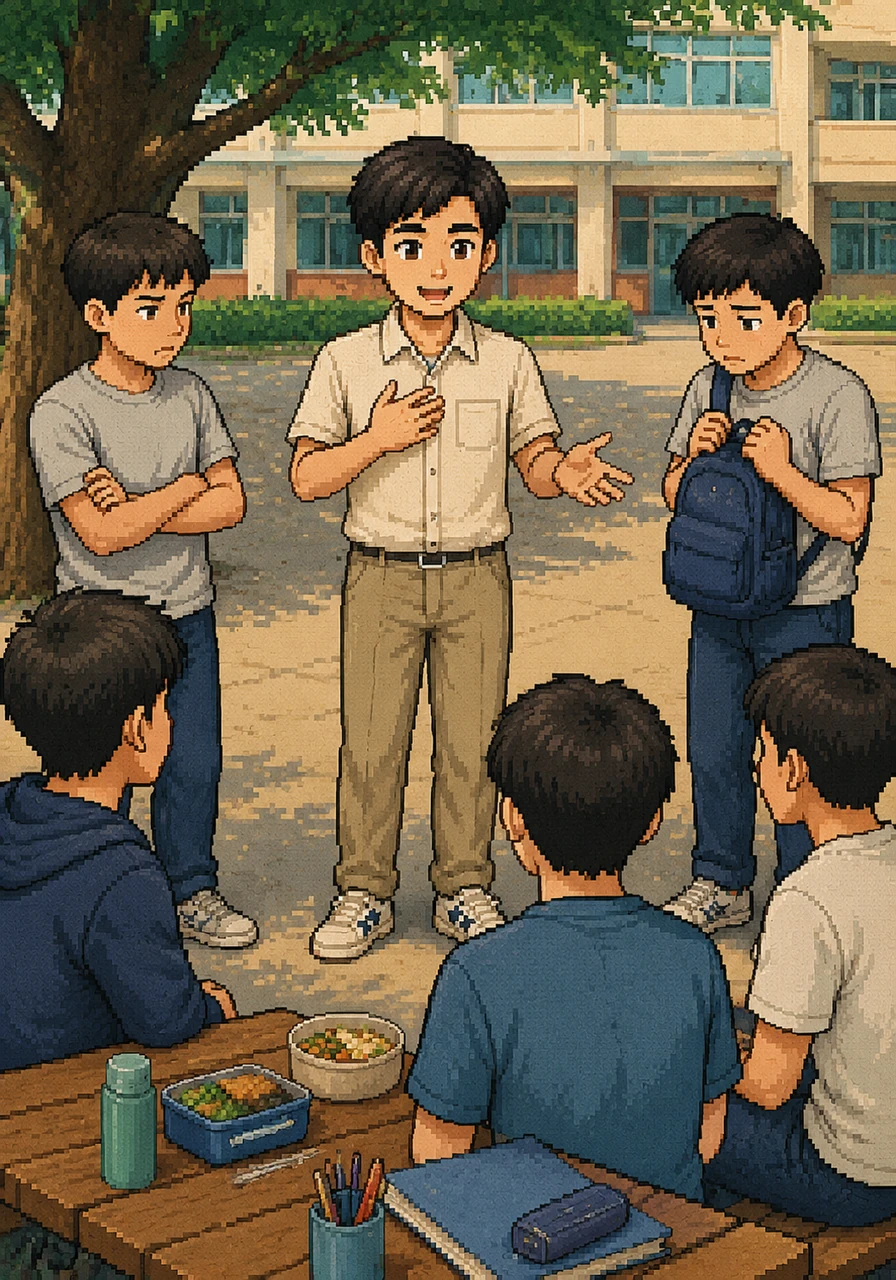 阿誠鼓起勇氣走到那群同學面前,溫和而堅定地分享自己學到的醫學常識。他告訴大家,日常的共同用餐、握手擁抱或是共用文具,都是絕對不會傳染愛滋病的,真正的安全源自於正確的防護,而不是盲目地去排擠和孤立一個需要支持的生命。