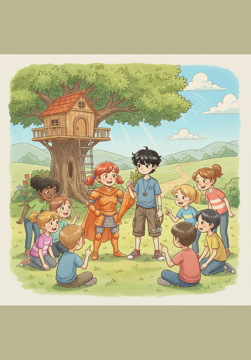 看到小星的变化，其他小朋友纷纷围拢过来。艾米不断变出各种花样，用胡萝卜拼成闪耀的小太阳和娇艳的小花朵，大家争先恐后地分享着这些充满魔力的美味。