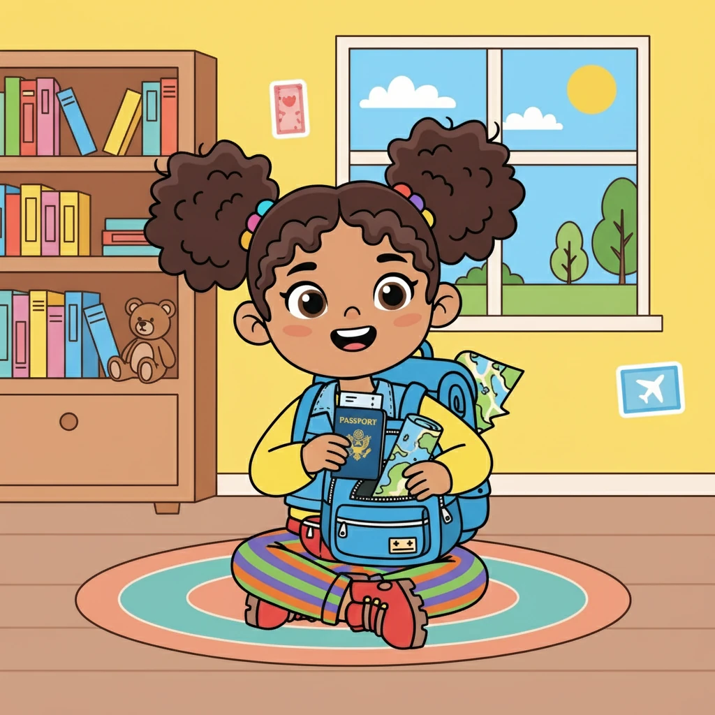 Important documents were next on the list. Maya's passport was essential for traveling. She carefully put it in a safe pocket in her backpack, along with a colorful map of her destination.