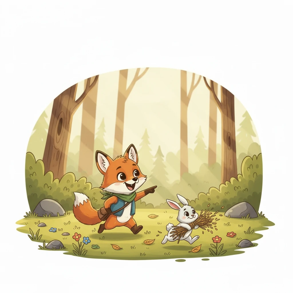 Қоян кішкентай, бірақ жылдам аяқтарымен орманнан құрғақ шөптер мен кішігірім бұтақтарды тасыды. Түлкіжан жұмысты ұйымдастырып, кімнің не істеу керектігін айтып, бәрін басқарды. Олар бір-біріне көмектесіп, тер төкті.