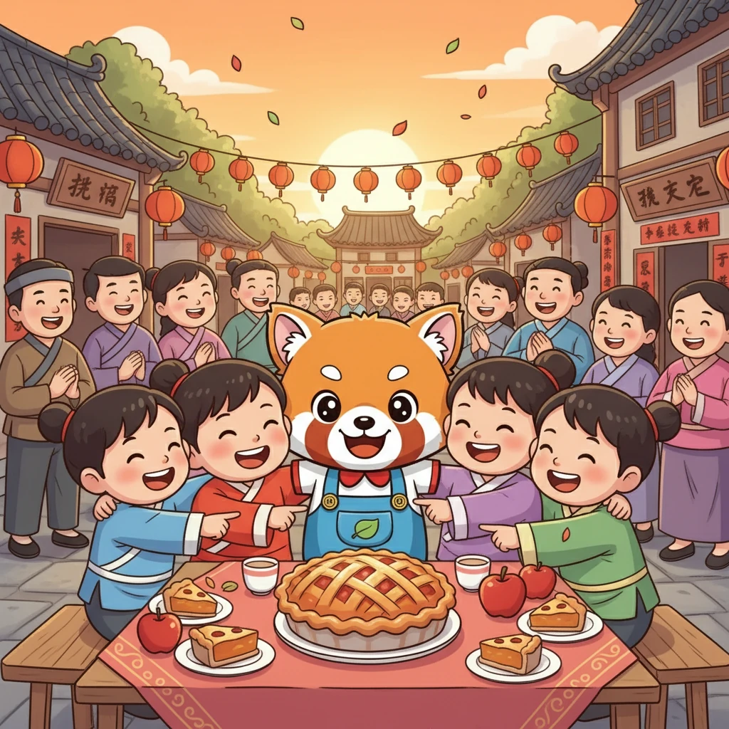 最後，大家一起享用了美味的蘋果派，小镇上充滿了歡聲笑語。 小布和小朋友們互相擁抱，慶祝他們的勝利。 這個温馨的小镇，因為友誼而更加美好。