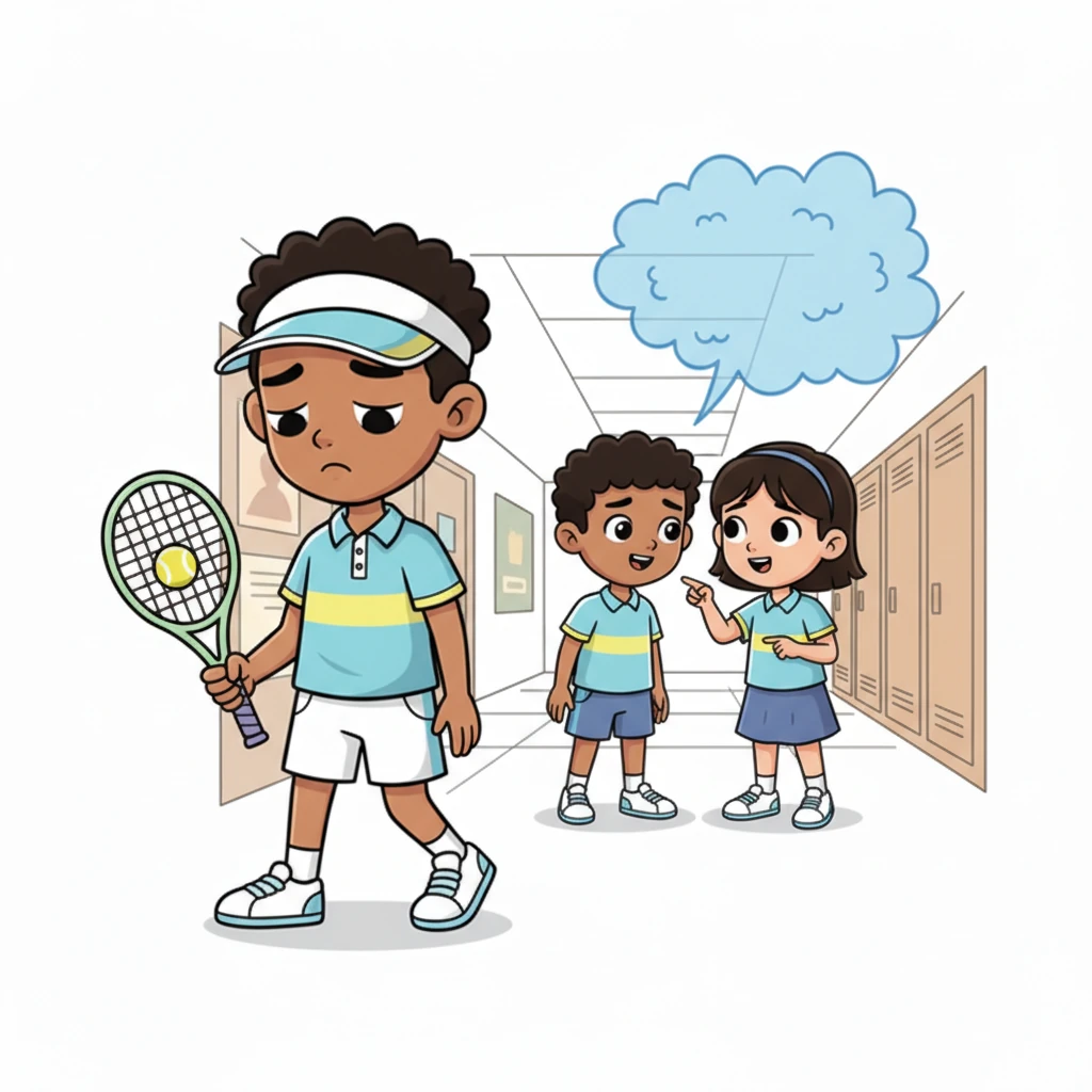 Whispers and unkind words sometimes followed Carlton through the school halls, making him feel small and alone. He wished he could be as strong and confident off the court as he was on it. The hurtful comments made him feel like hiding away.