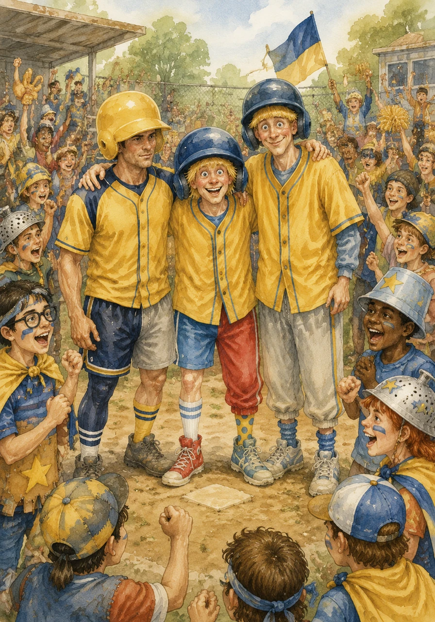 Despite their lack of grace, the Benchwarmers start winning hearts across the country by showing incredible spirit and heart. Crowds of kids who feel like outsiders show up to the games, wearing homemade gear and cheering for their new heroes.