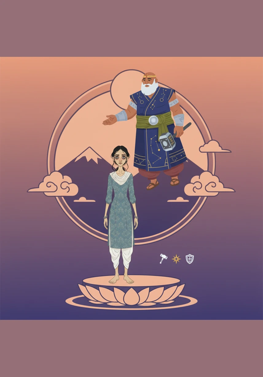 During a rare moment of stillness, Ambika looks directly at Nishumbha and asks why his survival always requires her total destruction. He merely laughs, unaware that the spark of realization in her eyes is the beginning of the end of his control.