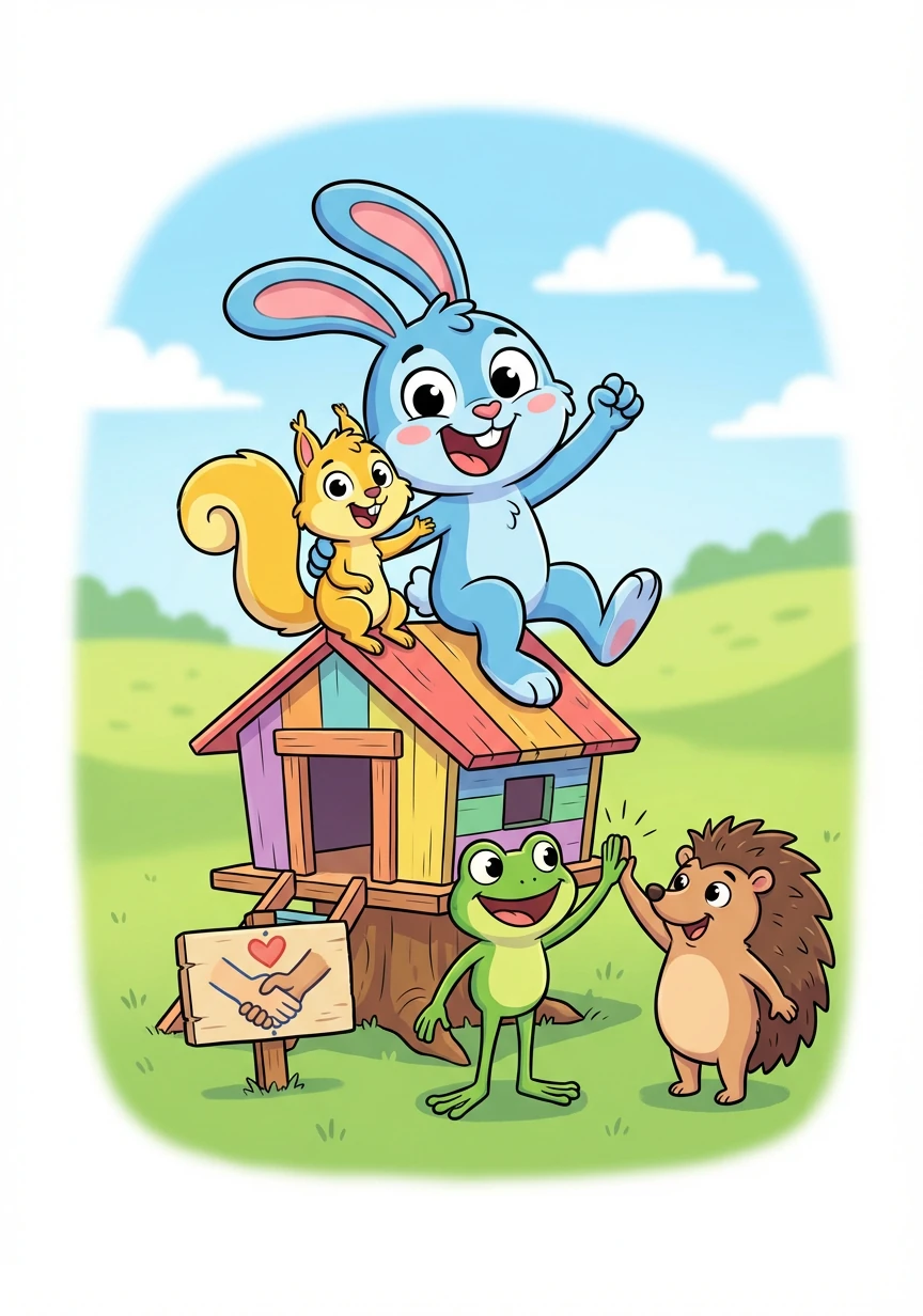 Sofia percebe que o trabalho em equipe e a perseverança são importantes para alcançar seus objetivos. Ela está feliz e orgulhosa do que conquistou com seus amigos.