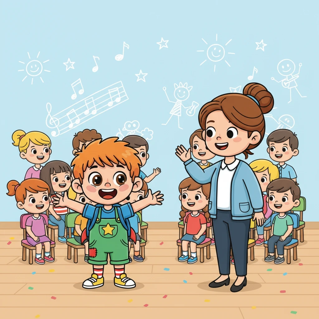 В музыкальном зале всё было по-праздничному красиво. Стены украшали рисунки, а на стульчиках уже сидели другие дети и их родители. Артемка увидел свою воспитательницу, тётю Свету, которая улыбнулась ему и помахала рукой.