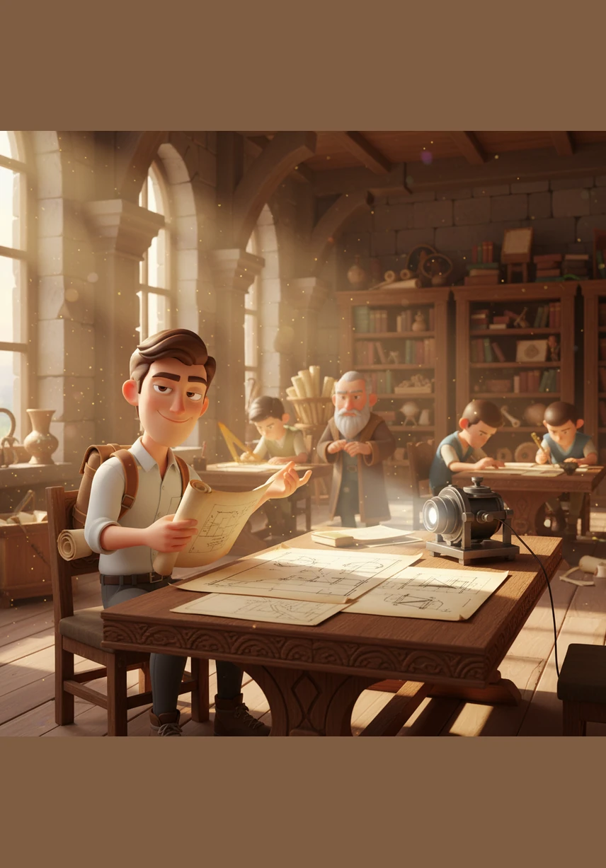One afternoon, Marco discovered a way to trace the master’s old blueprints and pass them off as his own original ideas. He felt incredibly clever, watching his colleagues struggle with difficult calculations while he enjoyed the afternoon sun, believing he had hacked the system.