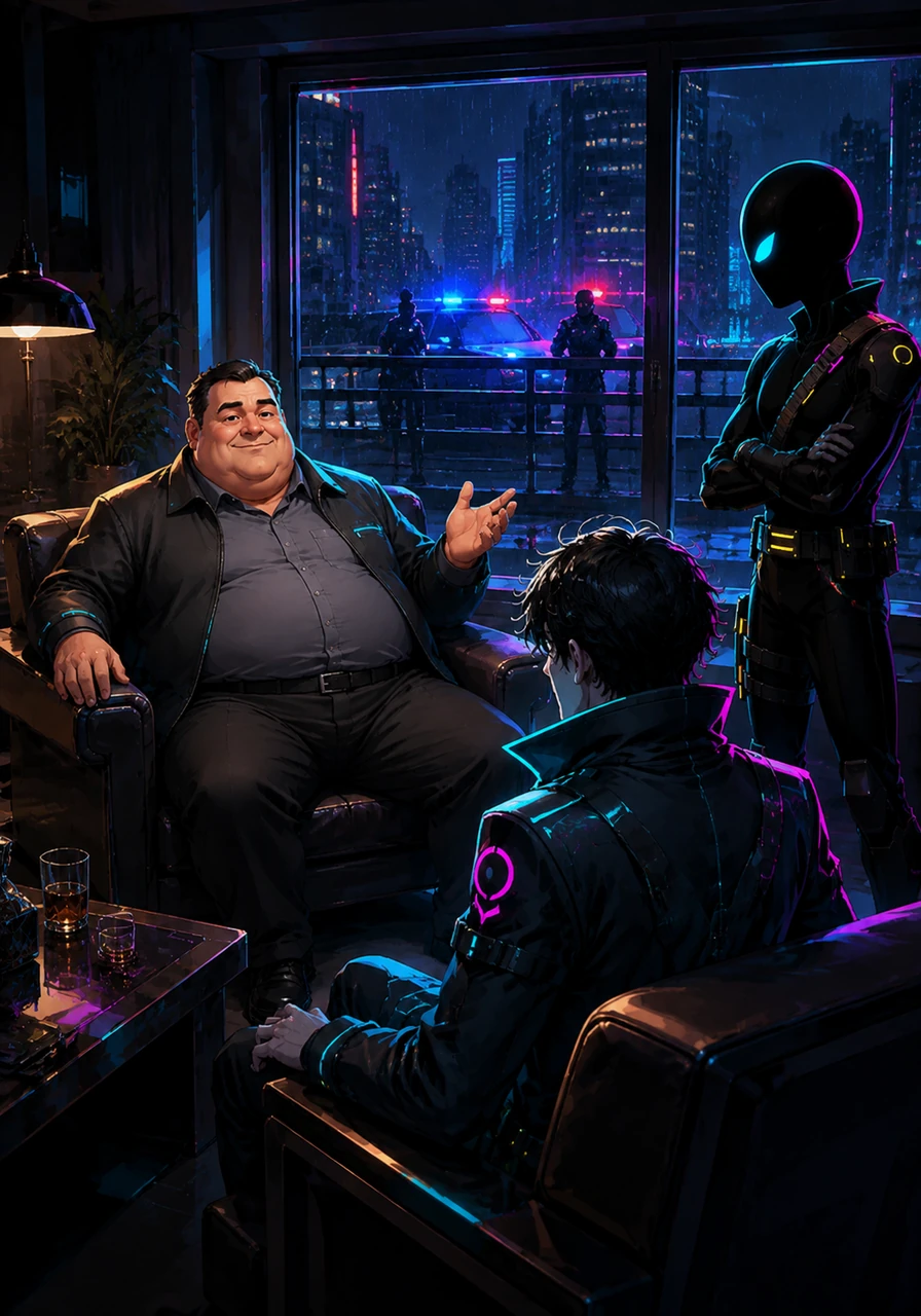 Ausable remains remarkably calm, sinking into an armchair and weaving a clever tale about a troublesome balcony outside the window. He casually mentions that he called the police to provide extra security for the top-secret report he is expecting tonight.