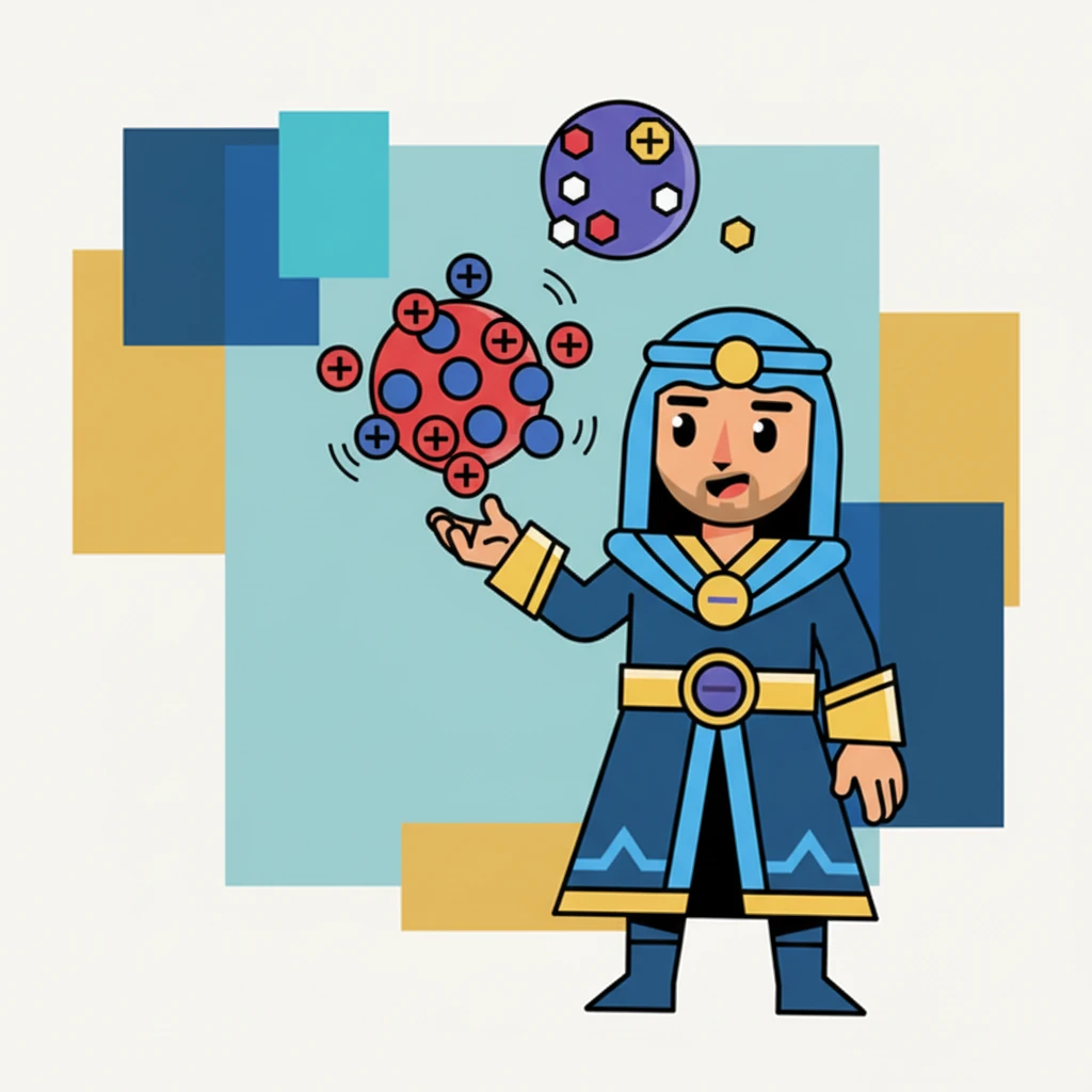 راقصت البروتونات والنيترونات معاً في انسجام، مكونة كتلة صلبة في مركز الذرة. لاحظ إيليا كيف أن البروتونات ذات الشحنة الموجبة هي التي تعطي النواة قوتها وجاذبيتها. كان المشهد مذهلاً ومختلفاً عما تخيله.