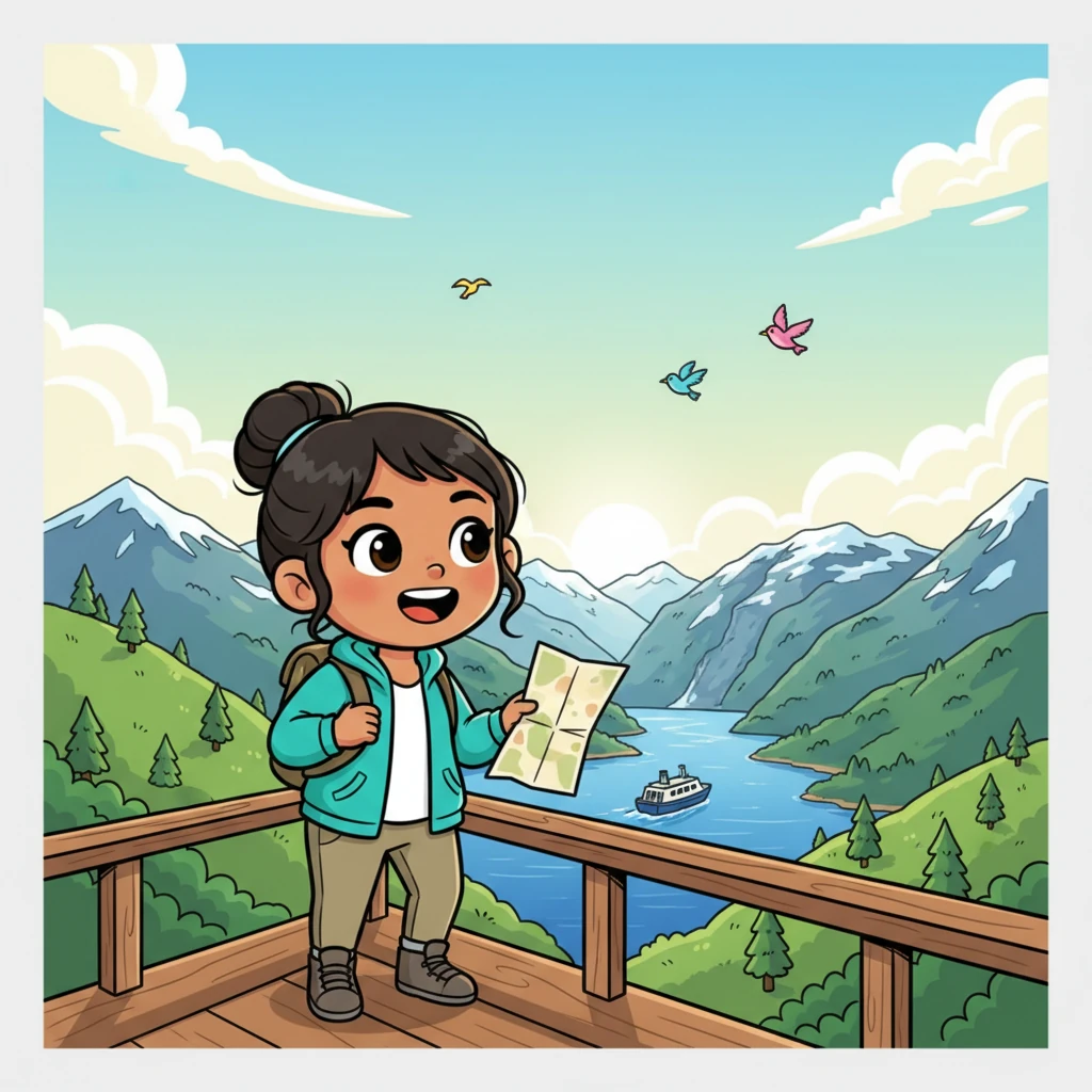 Drawn by the majestic fjords and green valleys, Cherie packs her bags once more and journeys to breathtaking Norway. She stands on a scenic overlook, gazing at the stunning landscape, excited for the next chapter of her life. New adventures await her in this beautiful country.