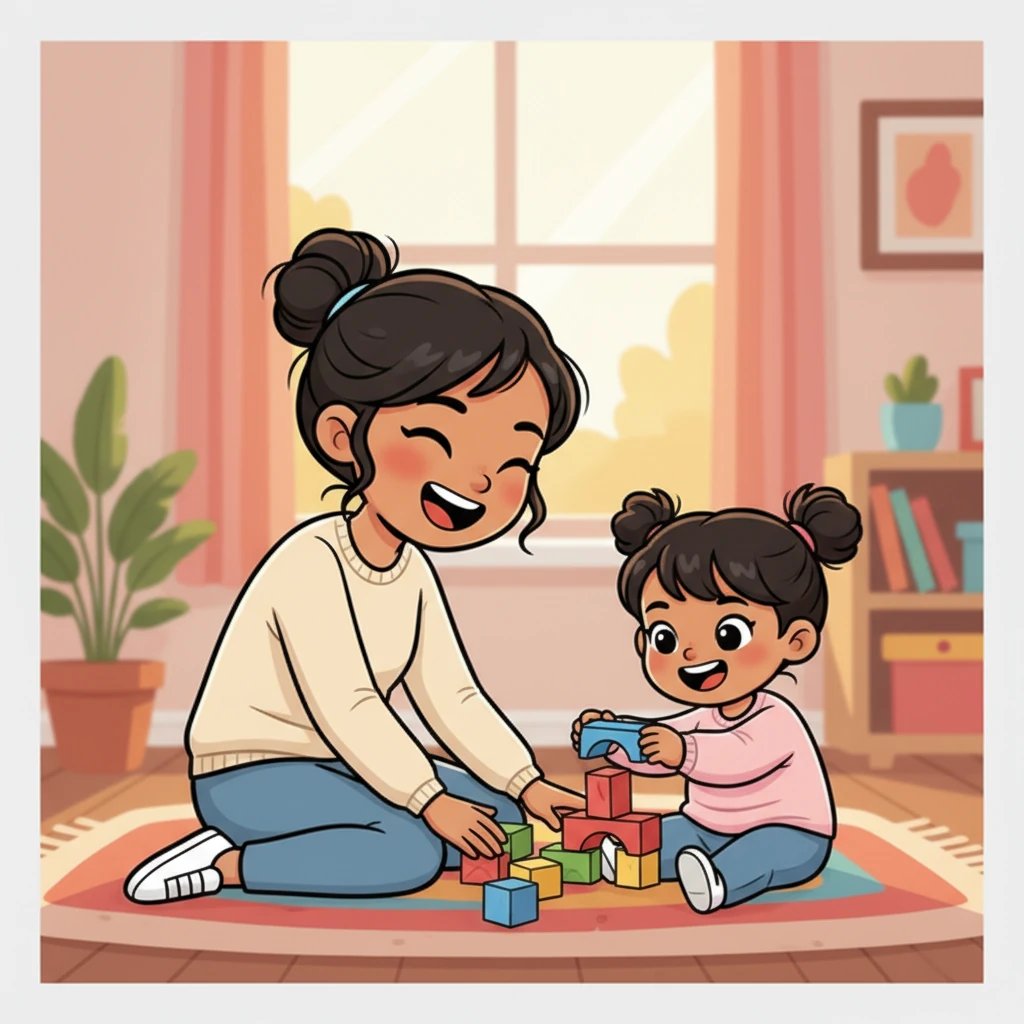 After some time, Cherie finds herself a single mother, but her love for Luna shines brighter than ever. They share a tender moment, giggling as they play with colorful building blocks on the floor. Cherie knows together, they can face anything.