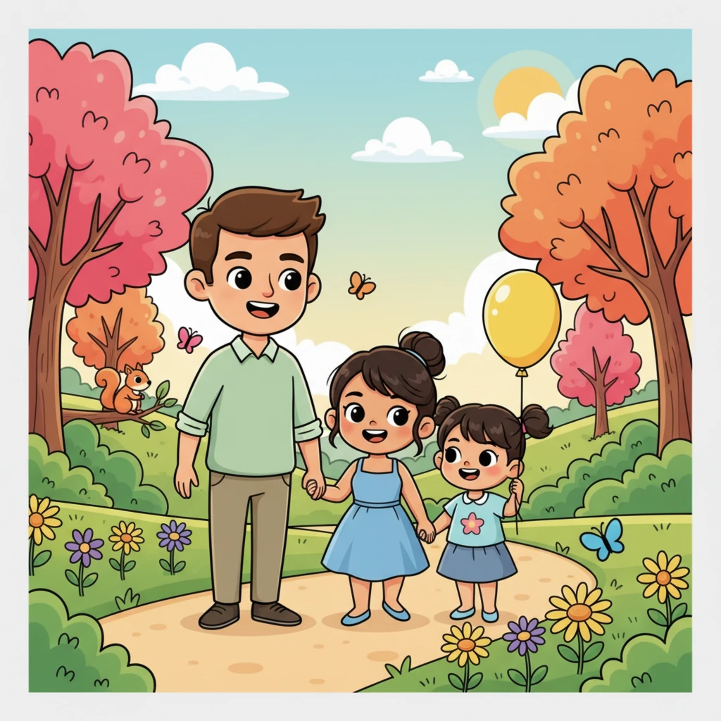Years pass, and Cherie, her daughter Luna, and her loving husband live a joyful and peaceful life. They are pictured hand-in-hand, strolling through a vibrant park, their hearts full of gratitude and contentment. Cherie's journey led her to a beautiful, happy ending.