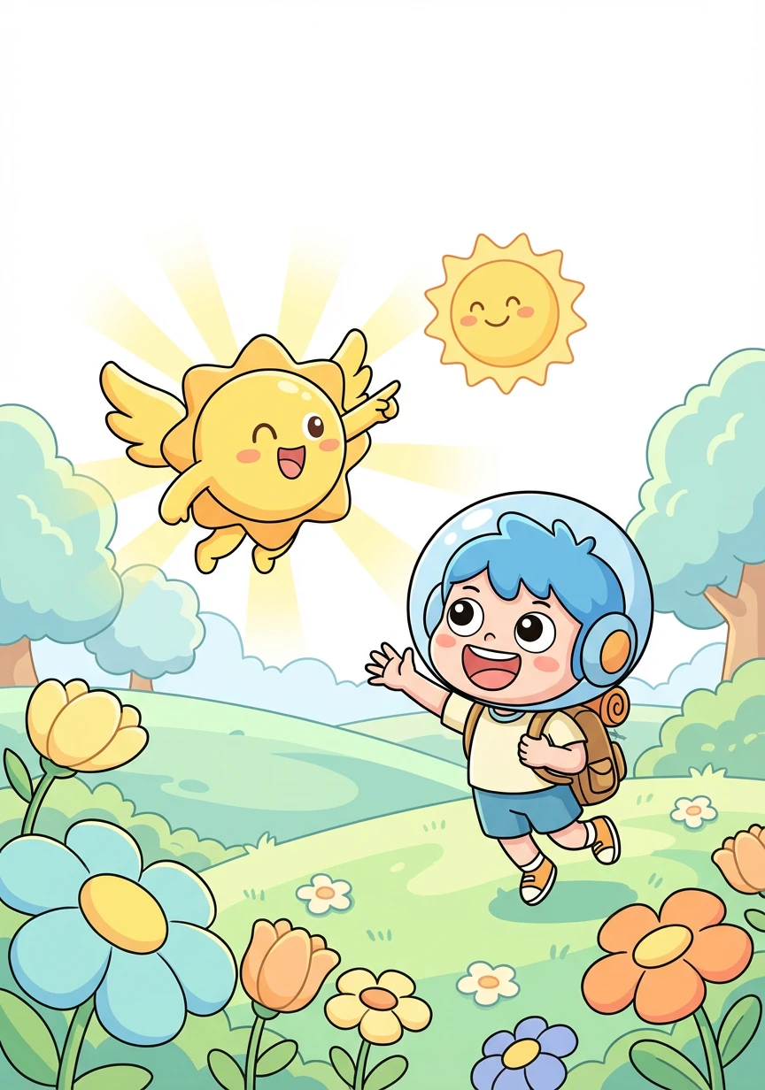 小奇探遇到了一个叫做“正数精灵”的朋友，精灵告诉他，正数就像阳光一样，总是充满活力。